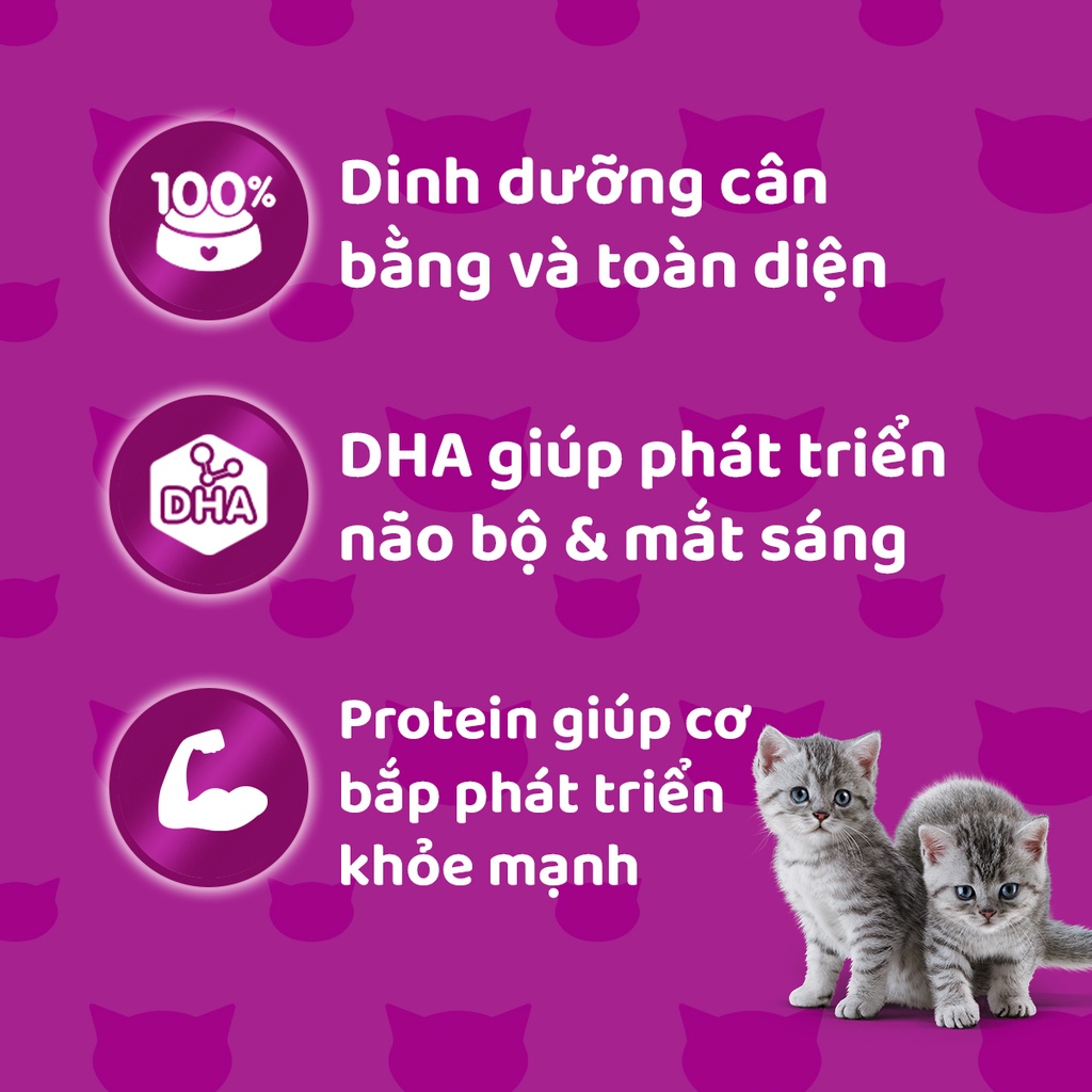 Thức ăn cho mèo con dạng sốt WHISKAS - gói 80g, 12 gói