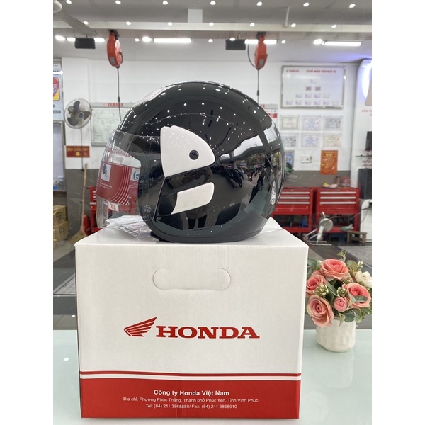 Mũ bảo hiểm Honda chính hãng 3/4 đầu màu đen mới 2023