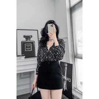 SƠ MI LỤA ĐEN MÓC XÍCH C MASARA