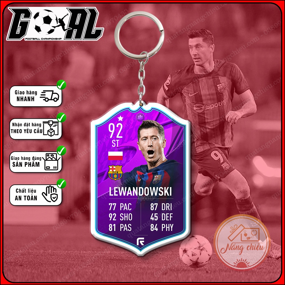 Móc khóa cầu thủ Lewandowski-phụ kiện treo balo túi xách cao cấp-chân sút xuất sắc yêu thích nhất Barcelona[4001-4014]