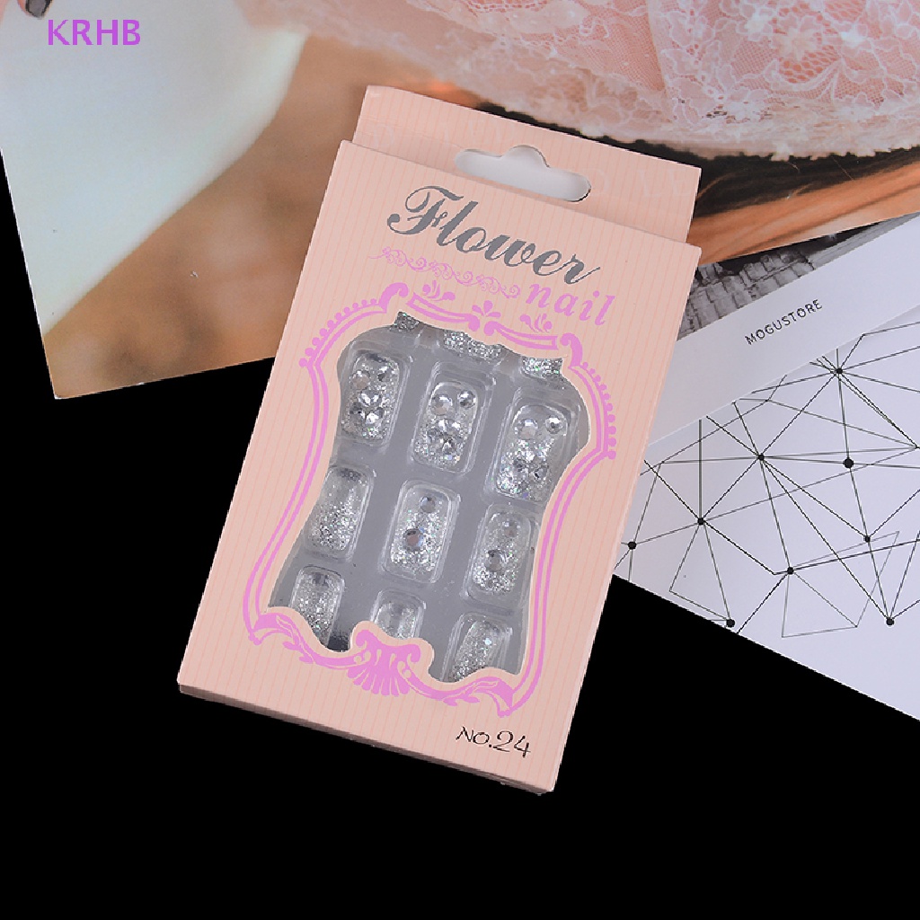 Set 24 Móng Tay Giả Trang Trí Tiệc Cưới Kèm Keo Dán Mới