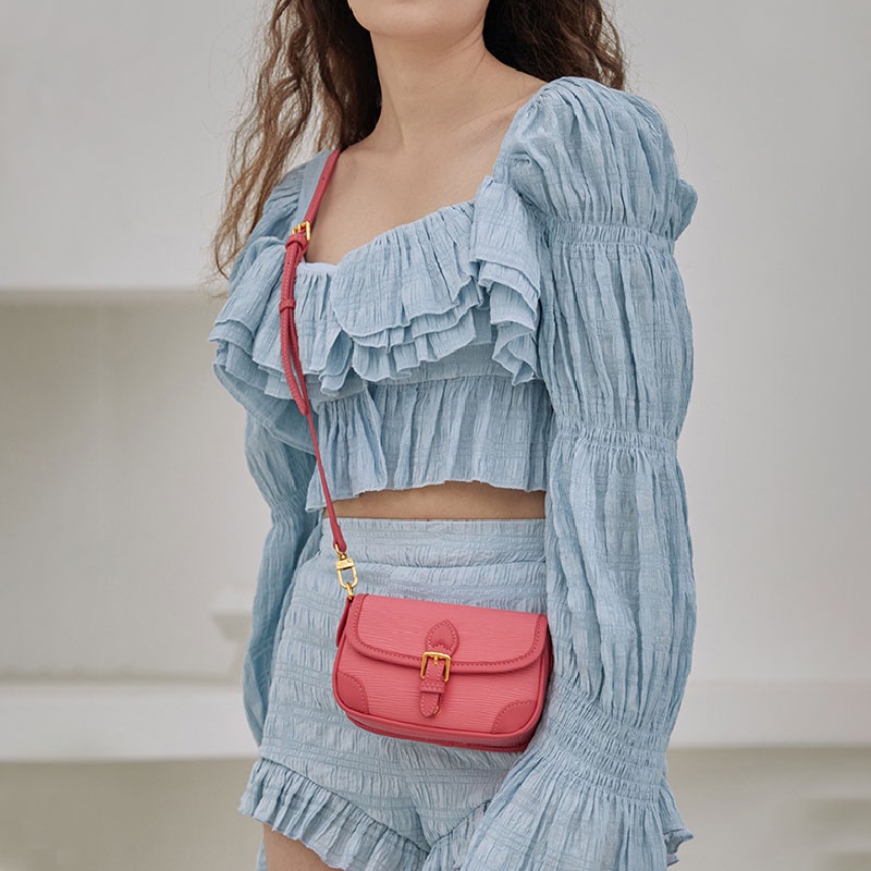 Mischa Túi Đeo Chéo Vai mini Bằng Da PU Màu Trơn Phong Cách Phương Tây