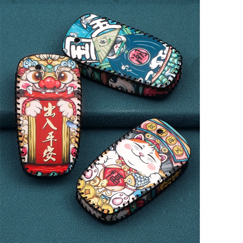 Phù Hợp Bộ Móc Khóa Bằng Da Họa Tiết Cá Tính Cho Xe Hơi Ford