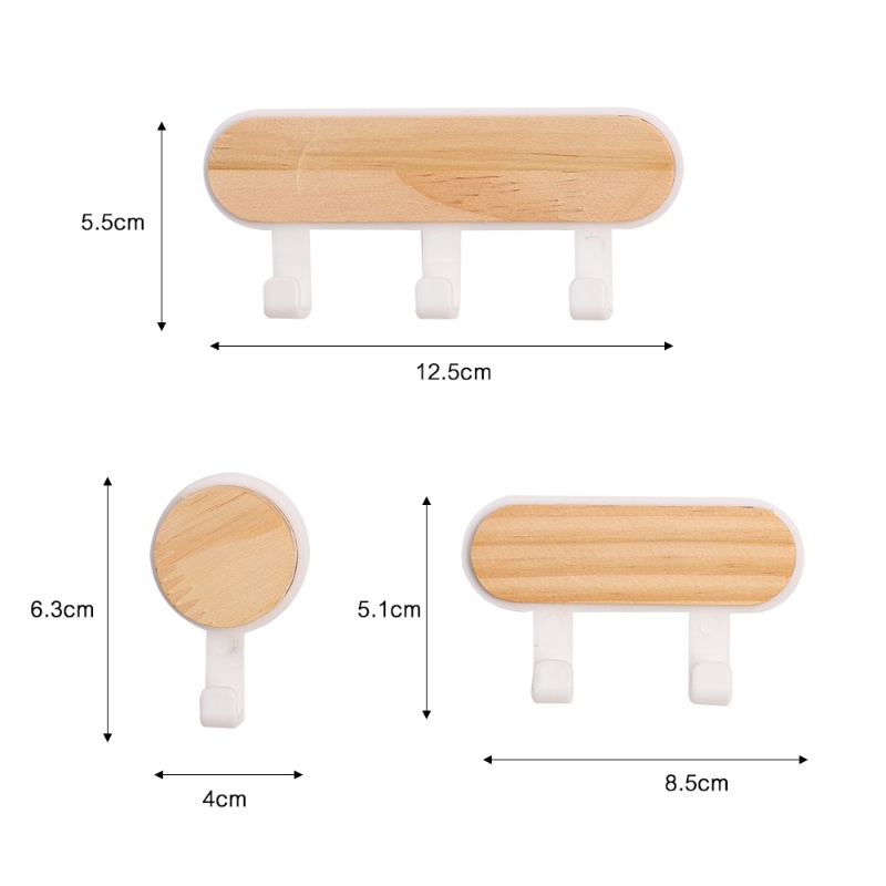 Giá Đỡ Móc Treo Chìa Khóa / Nón / Áo Khoác Màu Gỗ Gắn Tường Trang Trí Nhà Tắm