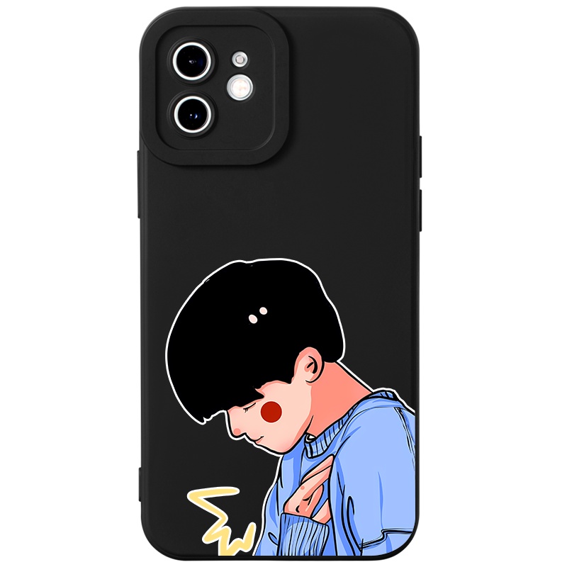 Ốp lưng JURSUE mềm hình cặp đôi độc lạ nam nữ đen Cho iPhone 14 13 12 11 Pro Max SE 2020 X XR XS 8 7 ip 6S 6 Plus Y2834