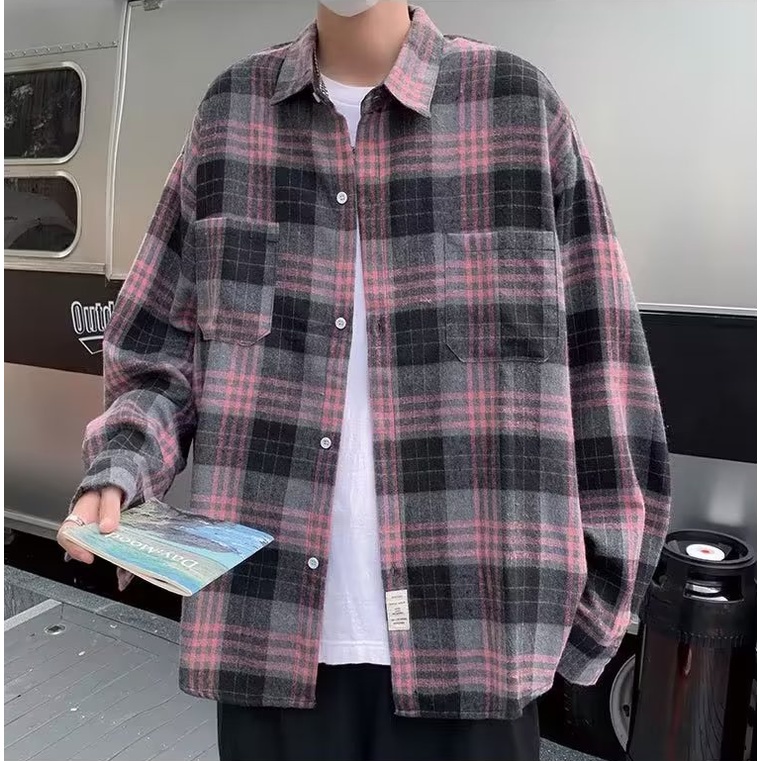 Áo Sơ Mi Dáng Rộng Cỡ Lớn Kẻ Sọc Kiểu Hàn Quốc Cá Tính Cho Nam Và Nữ