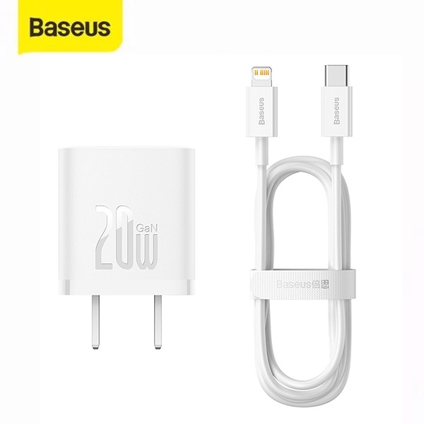 Bộ Sạc Nhanh Baseus PD 20w GaN5 Fast Charger 1C công nghệ GaN thế hệ 5 (kèm dây Type-C dành cho IP10/11) (TRẮNG)