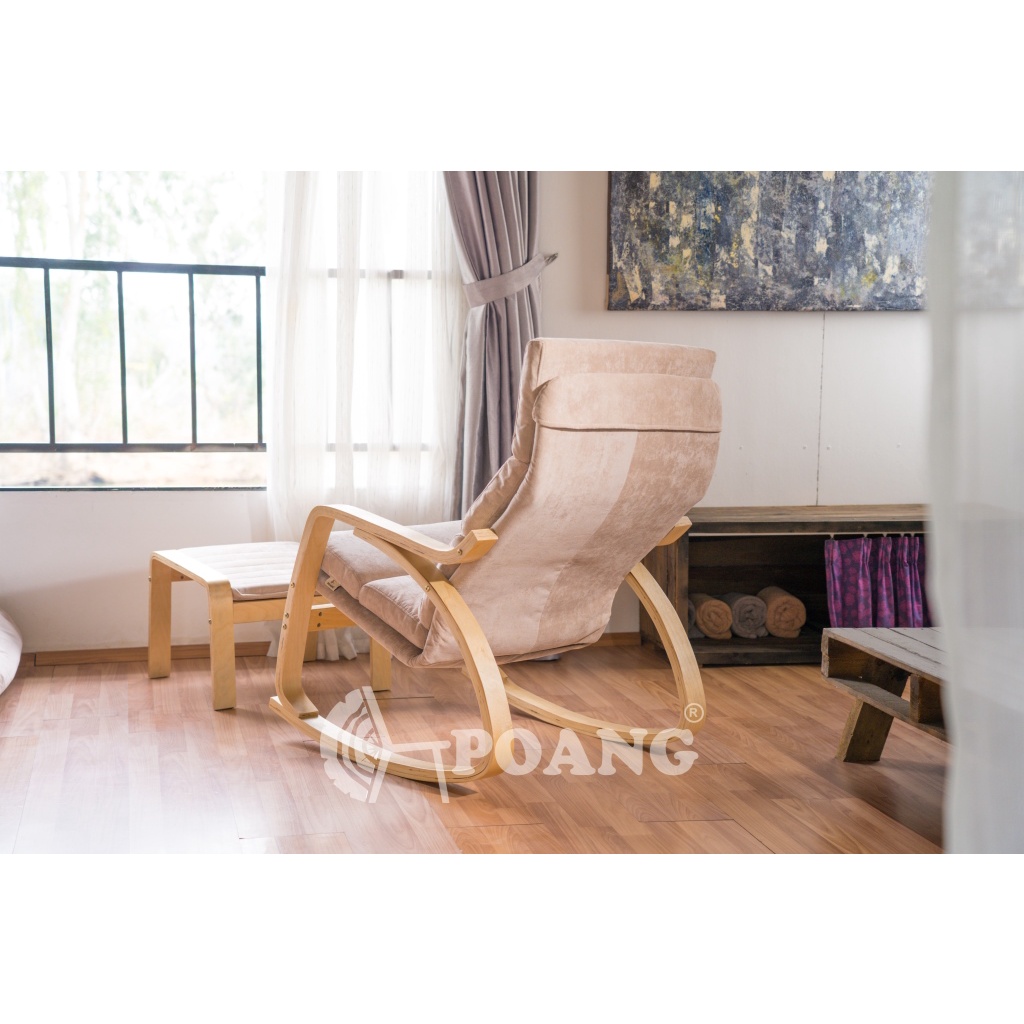 Ghế thư giãn | POANG | plywood óc chó/bạch dương | vải cotton | beige | R67xS139xC86 cm