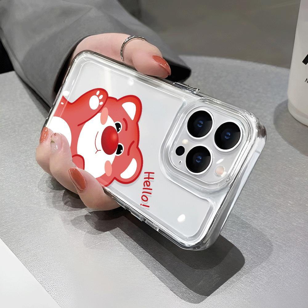 Ốp Điện Thoại Trong Suốt In Hình Gấu Strawberry Cho iphone 14promax 13 12 11 7Plus 7 8 X XR XSMax