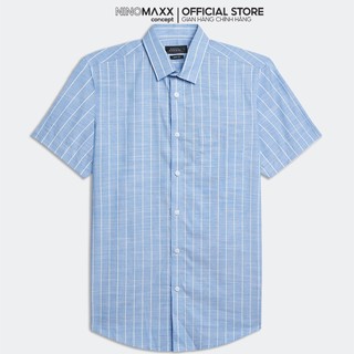 N&M Áo sơ mi kẻ sọc nam tay ngắn chất cotton form slim fit 1902034