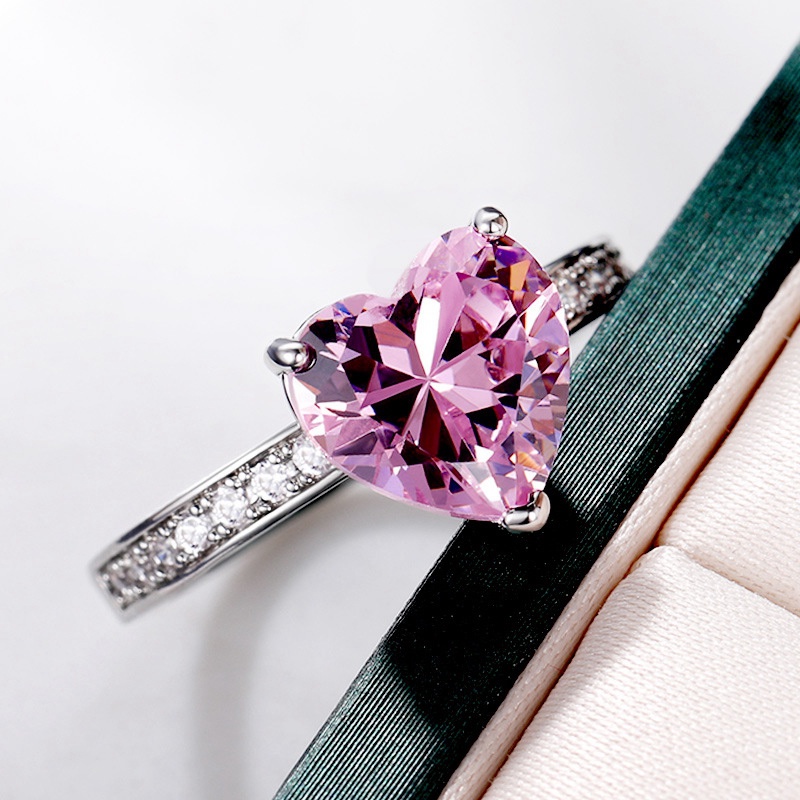 Nhẫn Bạc 925 3 Carat Kích Cỡ 6-10 Đính Đá Sapphire Hồng
