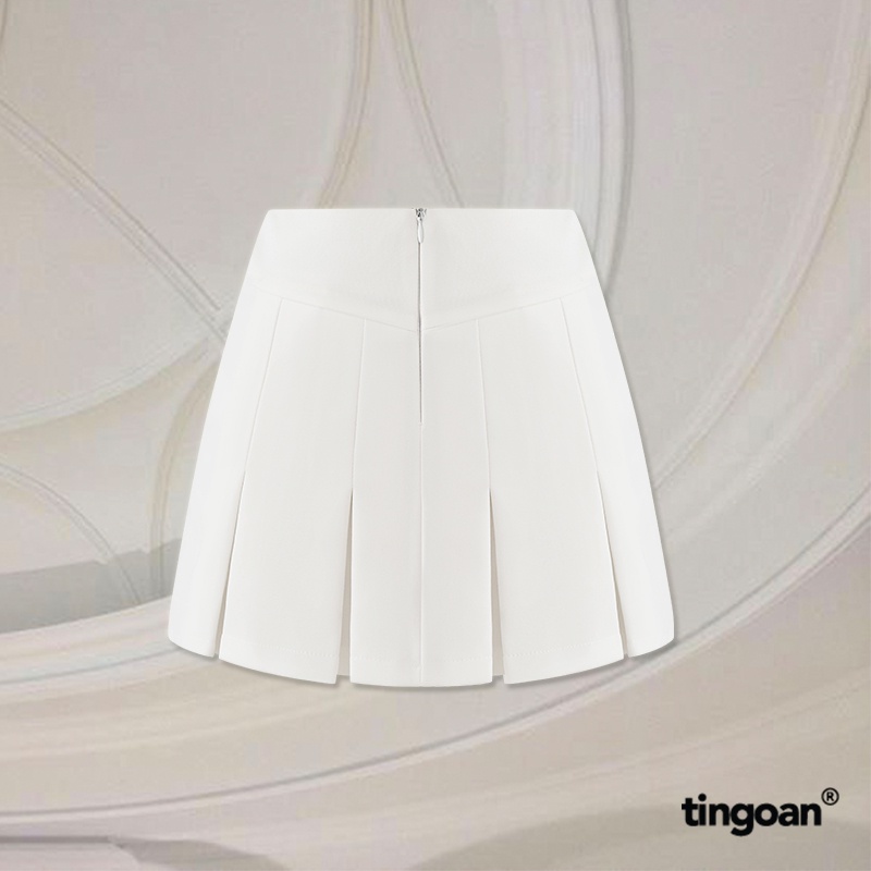 TINGOAN® - Chân váy trắng cạp thường vạt xếp ly SAD MOOD SKIRT/WH