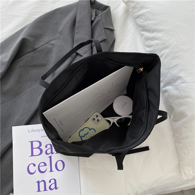 Túi xách công sở to CHIC & CHEAP vải oxford chống thấm nước, phong cách thời trang, đi học, túi tote dáng rộng LMA-0