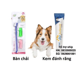 Bàn chải răng và Kem đánh răng chó mèo thú cưng Giúp răng miệng thơm tho hết thối mồm