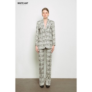 Áo Blazer Dáng Suông Và Quần Đứng Nữ Họa Tiết White Ant Hàng Thiết Kế Cao Cấp