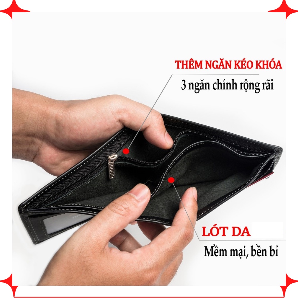 Ví Nam Da Bò Cao Cấp - Bóp Nam Tặng Kèm Hộp Dùng Làm Quà Tặng - TRONBO - navie_store