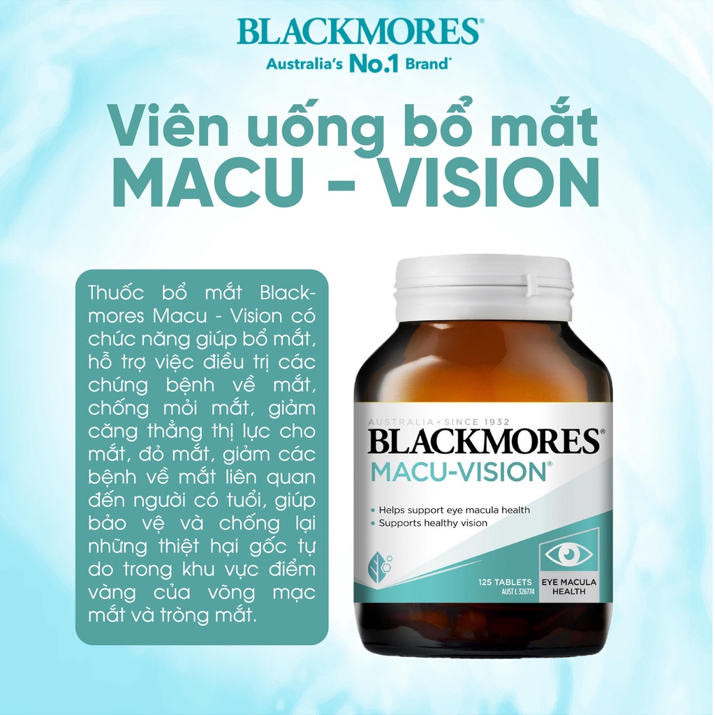 Viên uống bổ mắt Lutein Defence Blackmores hỗ trợ chống ánh sáng xanh, tăng cường thị lực cho 60 viên của Úc