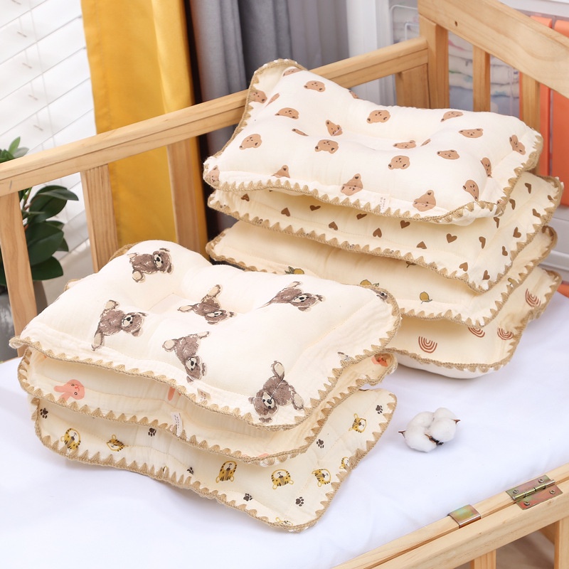 Gối Lõm Sơ Sinh Chống Bẹp Đầu Vải Xô Cotton Siêu Mềm Quảng Châu