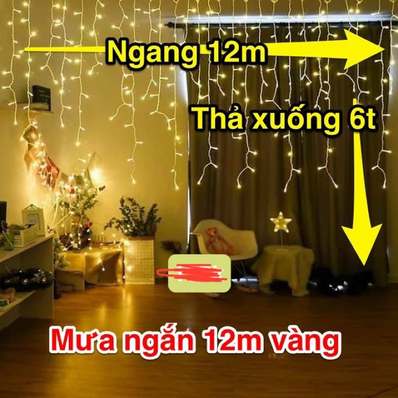 ⚡️dây đèn trang trí kiểu rèm mưa 12M x 0,6m vàng/ đủ màu