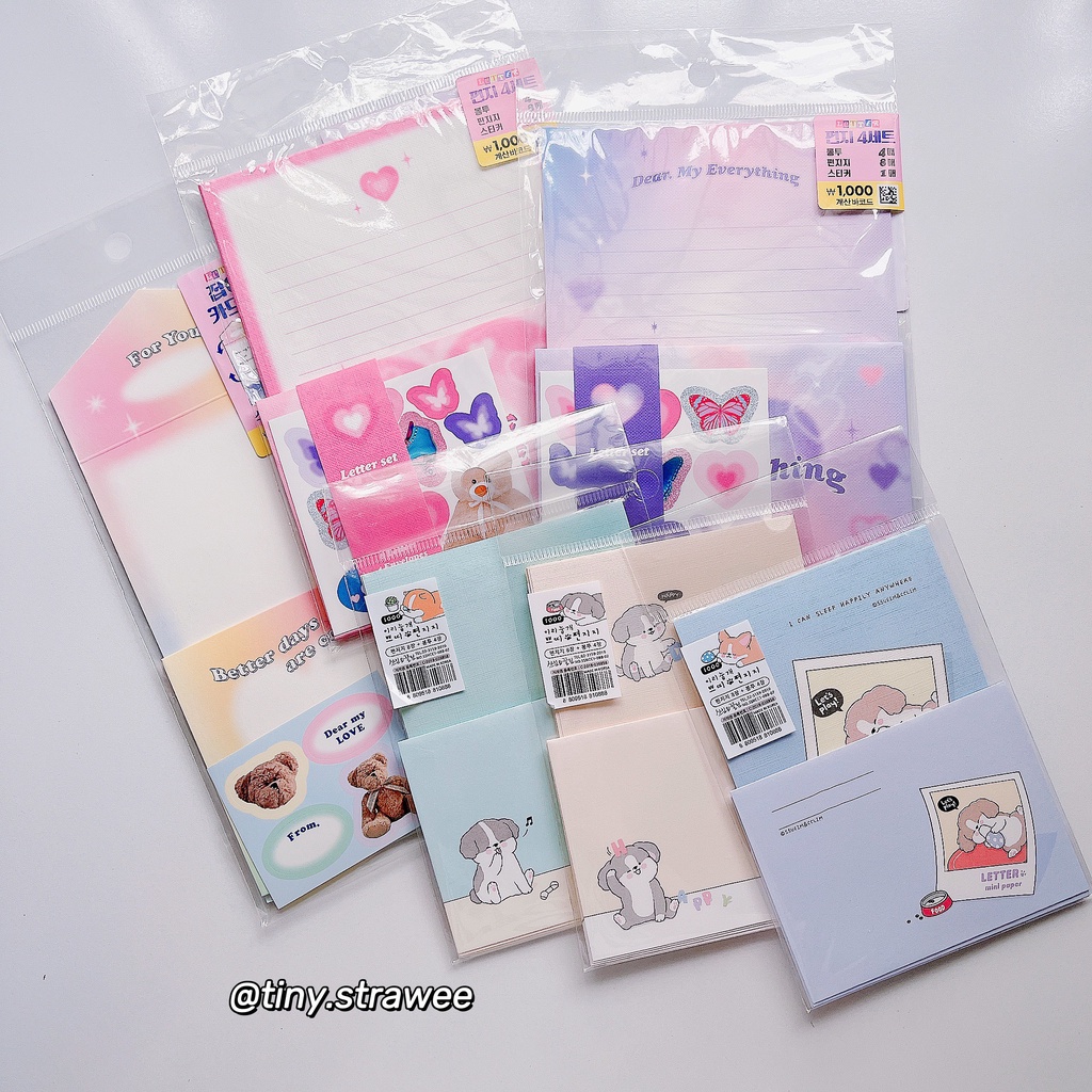 Set giấy viết thư Daiso và SSUEIM Hàn | Tiny Strawee