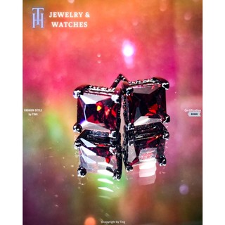Ht jewelry - bông tai 925 vuông đỏ huyền bí bt04