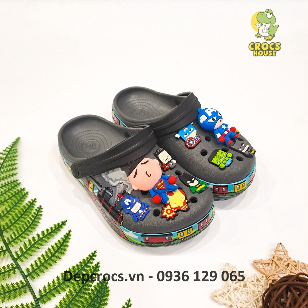 (Bảo hành+ tặng kèm 8 jibbitz 2d ) Dép sục viền 3D kids tàu lửa thomas - Nhà Cá Sấu