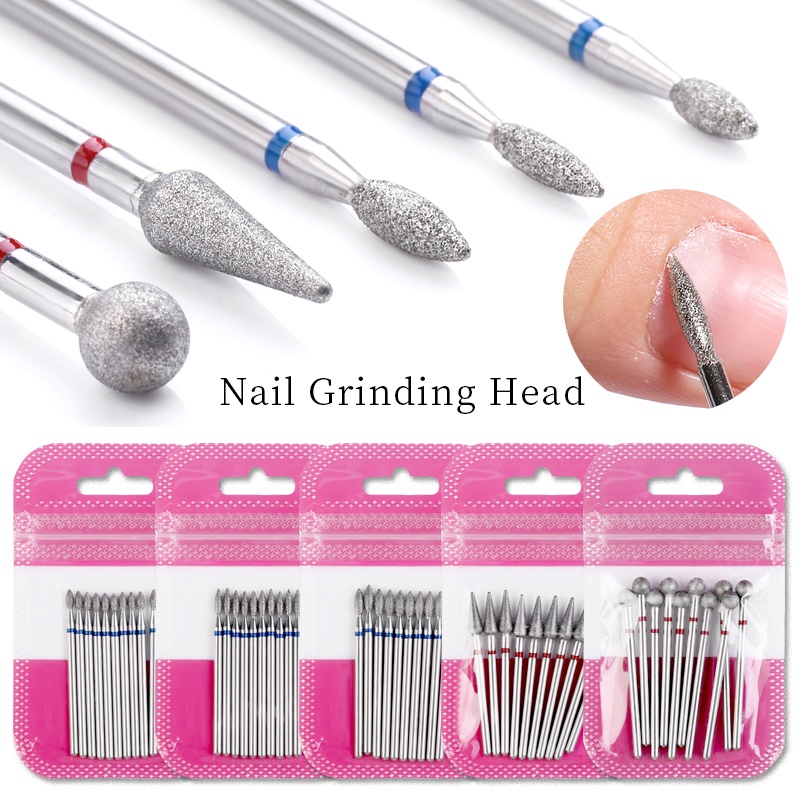 Bộ 10 / 6 đầu mài móng tay UR SUGAR bằng thép vonfram thiết kế chuyên dụng cho máy mài điện