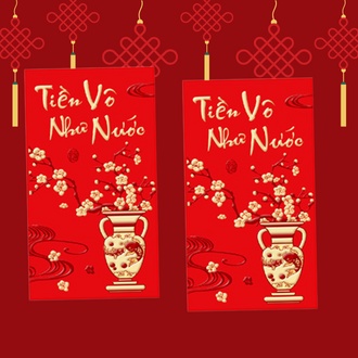 Lì xì tết 2024 nhung đỏ - lì xì tết cao cấp - 1 tập 6 cái - giá rẻ - mang lại may mắn - MIYABI STORE