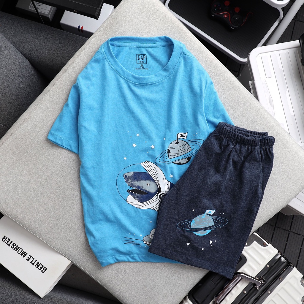 Set đồ bộ bé trai size đại thun cotton bộ thun in hình khủng long 25- 60 kg