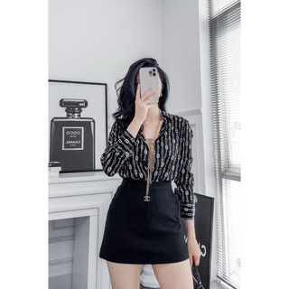 SƠ MI LỤA ĐEN MÓC XÍCH C MASARA