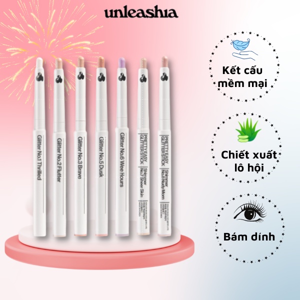 Bút nhũ tiện dụng UNLEASHIA Pretty Easy Glitter Stick - Bám dính nhẹ nhàng, chống oxi hóa với 7 màu lựa chọn 2g