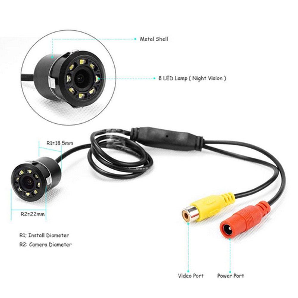 Camera Chiếu Hậu Chống Nước IP68 Góc 170 Độ 8LED IR Hỗ Trợ Tầm Nhìn Ban Đêm Cho Xe Hơi