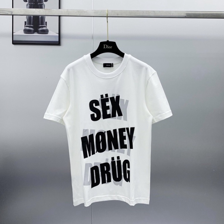 Áo phông nam nữ Premium Cotton in nổi chữ Sex Money Drug bóng mờ cổ bo dày dặn phong cách streetwear