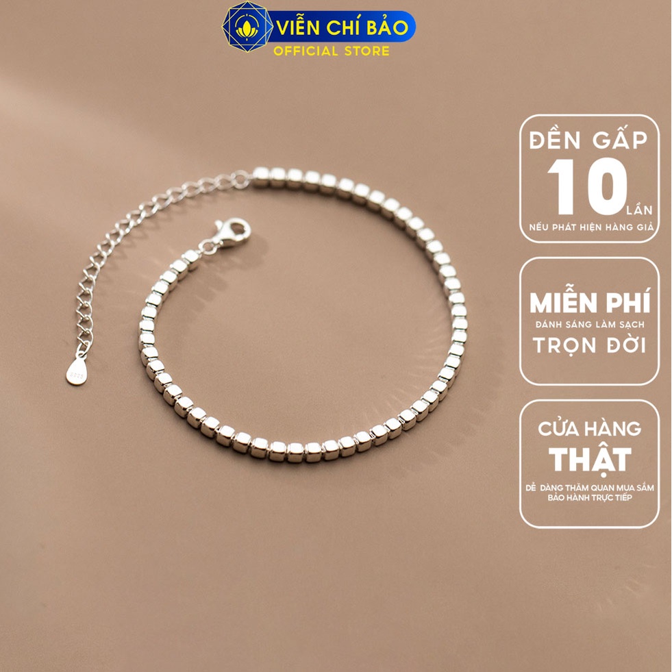 Lắc tay bi vuông chất liệu bạc Thái 925 thời trang phụ kiện trang sức nữ Viễn Chí Bảo L000070
