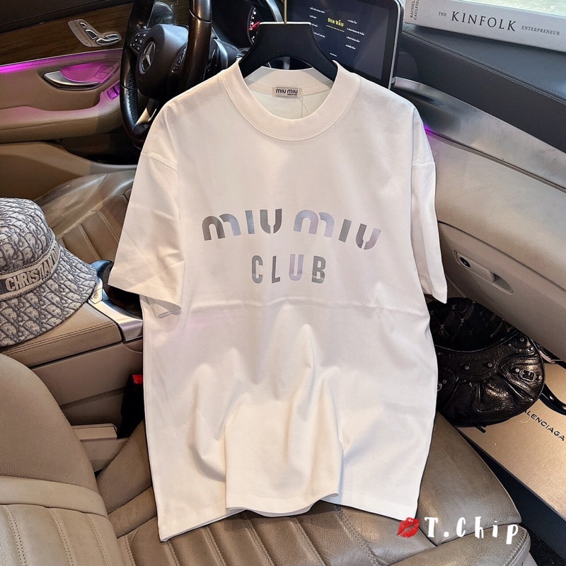 Áo phông Miu miu chữ nhũ bạc hàng QCL1