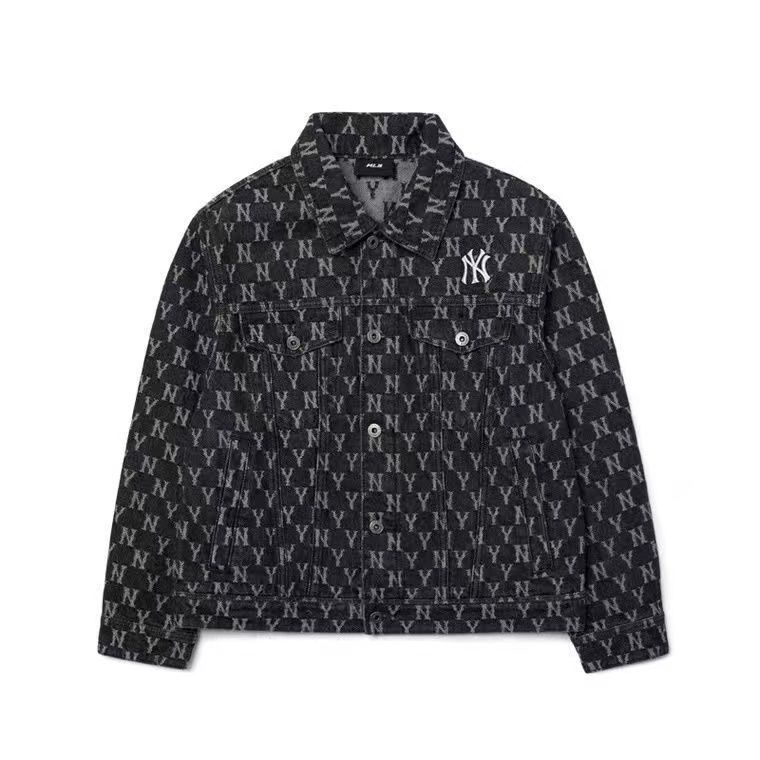 Áo Khoác Denim Tay Dài Dáng Rộng Thêu Chữ NY Kiểu Hàn Quốc Thời Trang Cho Nam