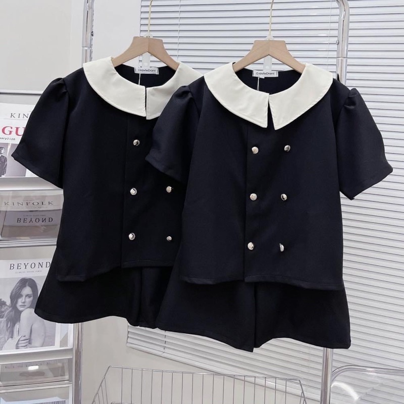 BIGSZE Set cổ bèo phối nút