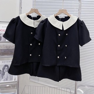 Bigsze set cổ bèo phối nút