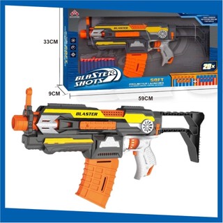 Đồ chơi phóng xốp liên thanh Blaster Shots màu Xám Cam - TẶNG Pin kèm