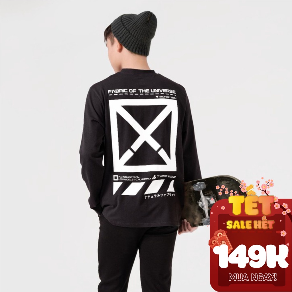 Áo bé trai BIGFOX - MISS MEOW thu đông, áo dài tay cho bé size đại in Ô Vuông 45 - 65 kg 12-15 tuổi