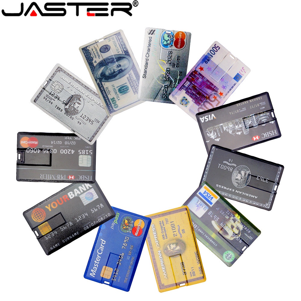 Mô hình thẻ ngân hàng jaster ổ đĩa flash usb 64gb nhựa usb 2.0 thẻ nhớ 32gb ổ bút có thể xoay 16gb quà tặng sáng tạo u đĩa 8gb mặt dây chuyền chống nước 4gb