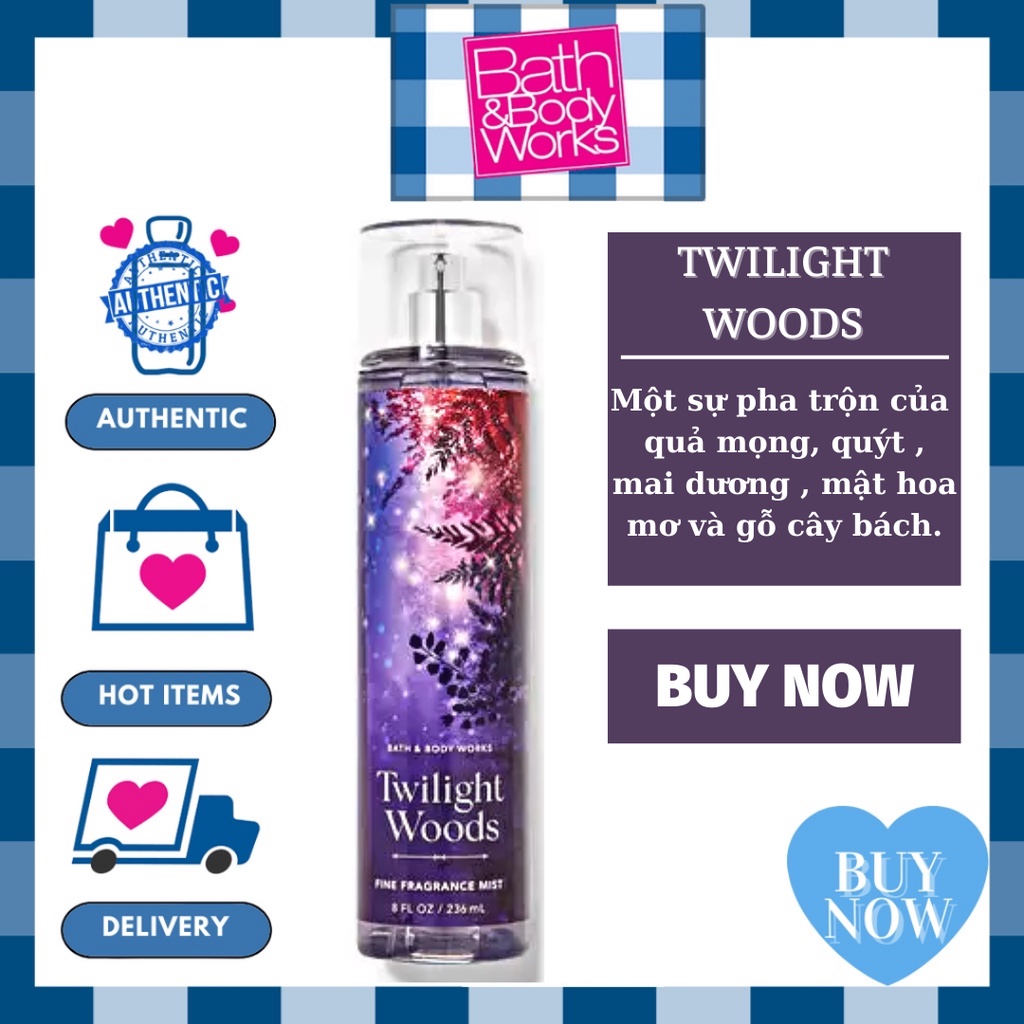 Xịt Thơm TWILIGHT WOODS Bath And Body Works - Body Mist 236ml
