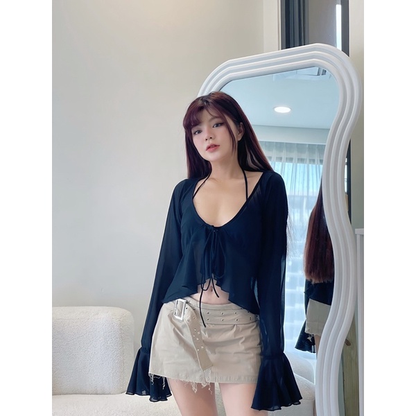 LadyQueen- Set áo tay loe kèm bikini-Lyra Top