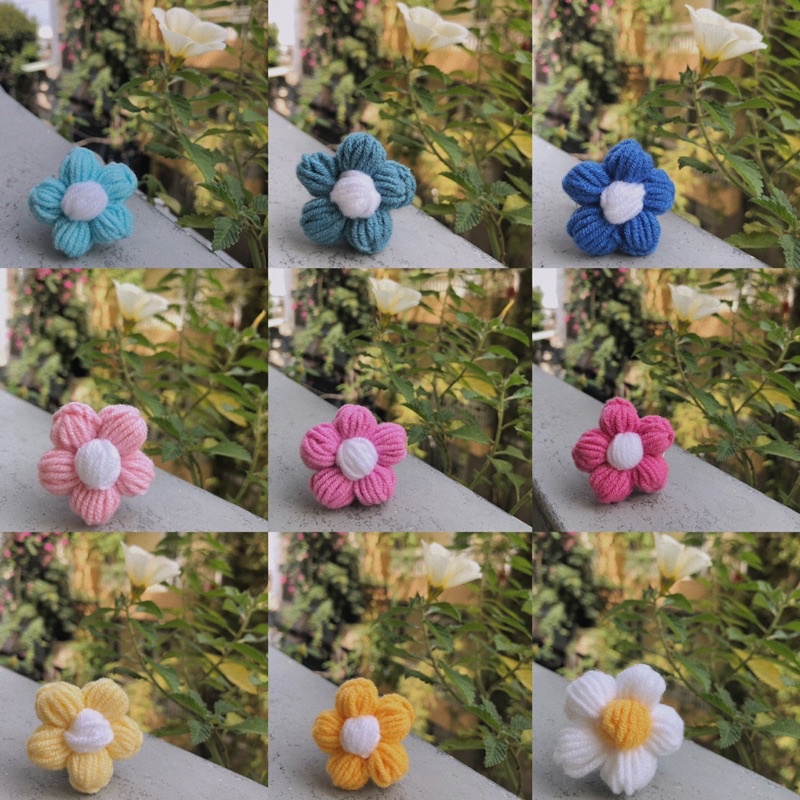 Hoa len móc, pin cài áo, đầm, túi, balo - 4cm có ghim