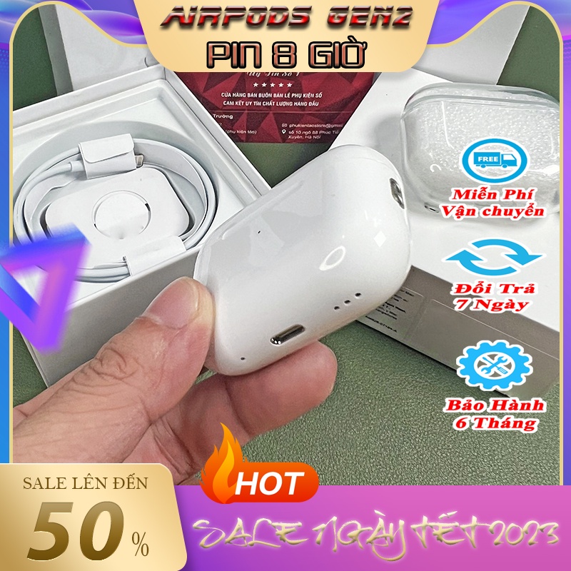 Tai nghe Bluetooth AiP Pro G2 ANC không dây + Tặng ốp cao cấp không dây định vị, đổi tên (Bảo hành lỗi đổi mới 6 Tháng)