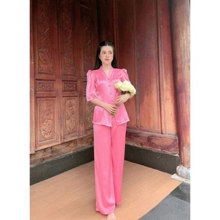 ĐỒ LAM ĐI CHÙA MẪU NỮ BA LAI TIM LỤA GẤM