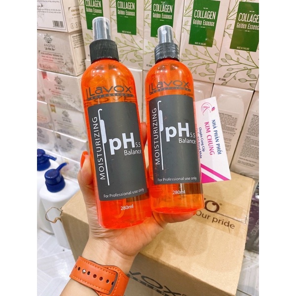 Cân bằng PH 5.5 balance Lavox chai cam 280ml khử kiềm phục hồi tóc ,khóa màu làm hóa chất.