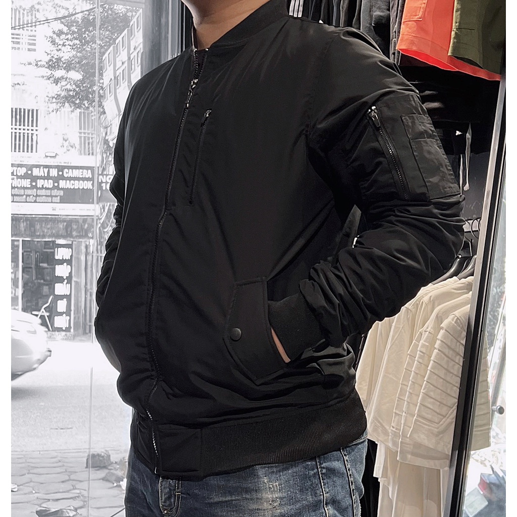 Áo khoác bomber nam cá tính tay nhăn Lexuza 048