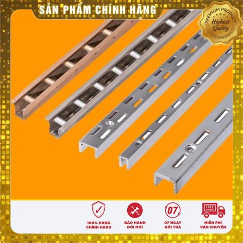 Thanh ray inox gắn tường ray kép làm kệ trưng bày AA2 ray kép