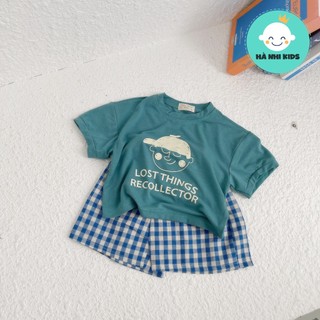 Sét bộ cotton phối quần kẻ karo
